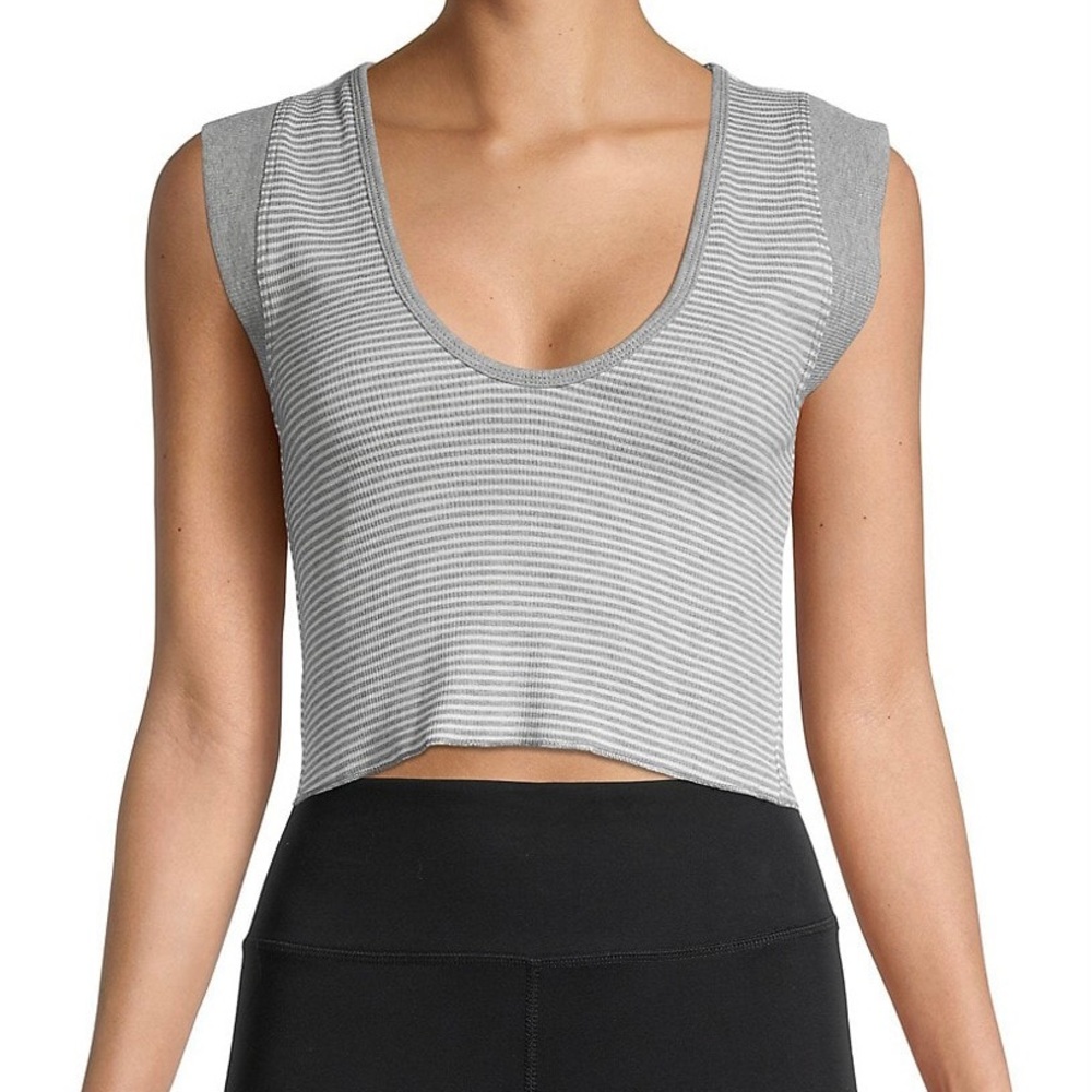 NWT Free People Fp Movement Perfect Day Gray Stripe Tank Top, XS